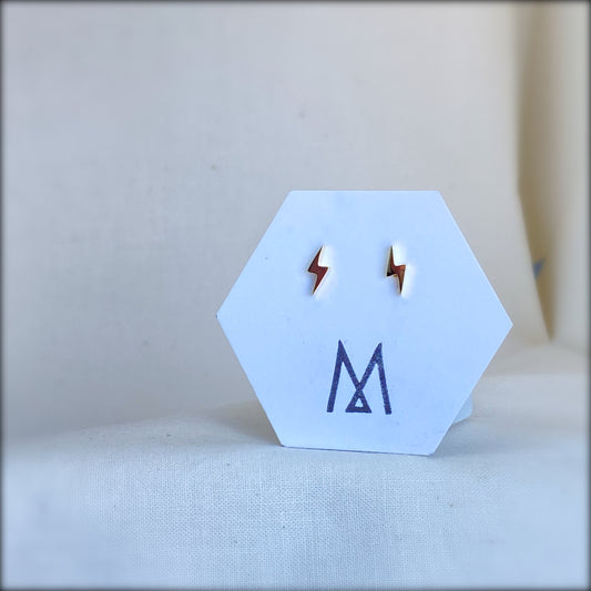 Lightning Bolt Stud | 14K Gold Dipped